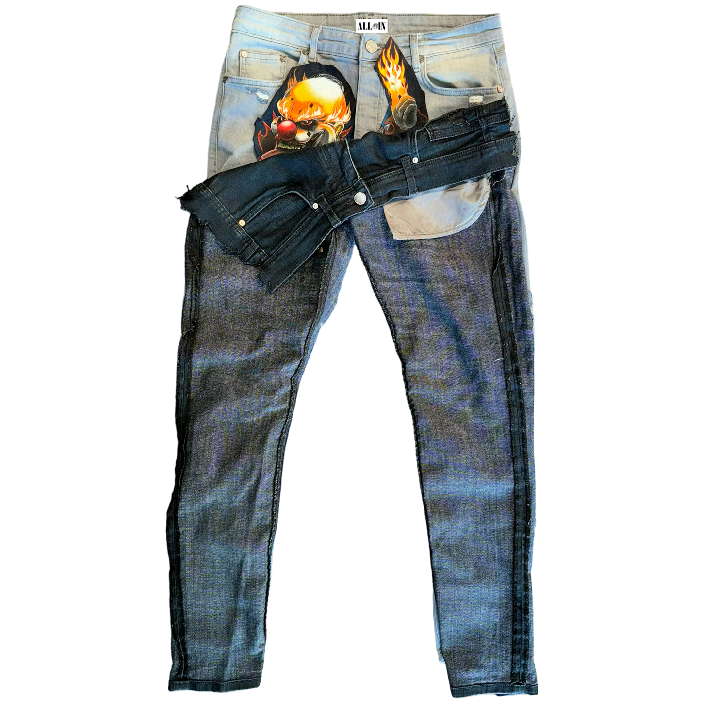 Inside Out Overflap Patched Jeans